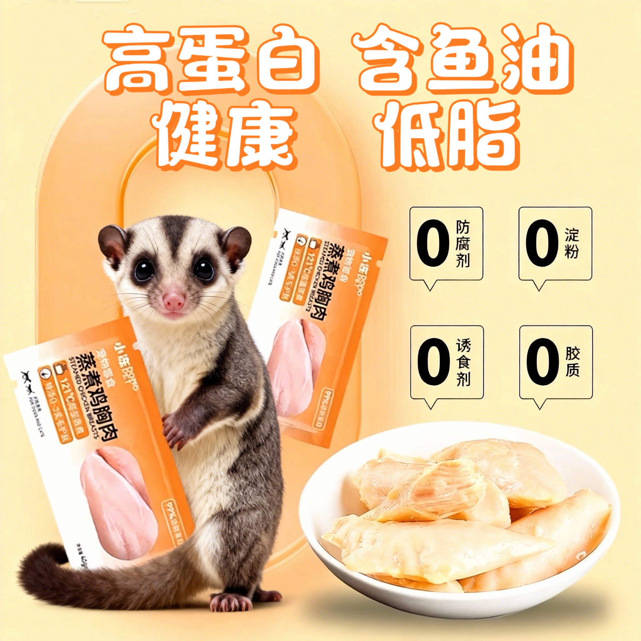 蜜袋鼯零食免煮鸡胸肉蜜袋鼯粮食仓鼠花枝鼠零食高蛋白无添加即食