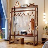 实木衣帽架落地卧室家用挂衣架小型衣服架床尾收纳结实衣架晾衣架