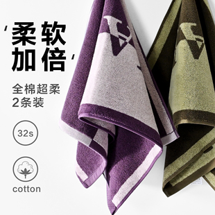 家用超柔软纯棉毛巾成人强吸水面巾男女通用不易掉毛洗脸毛巾 2条