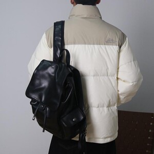 88001-P155 冬季男士白鸭绒羽绒服雪山刺绣拼接撞色羽绒外套图片
