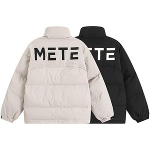 YR009-P160 男装新款白底平铺字母印花立领白鸭绒羽绒服外套男图片