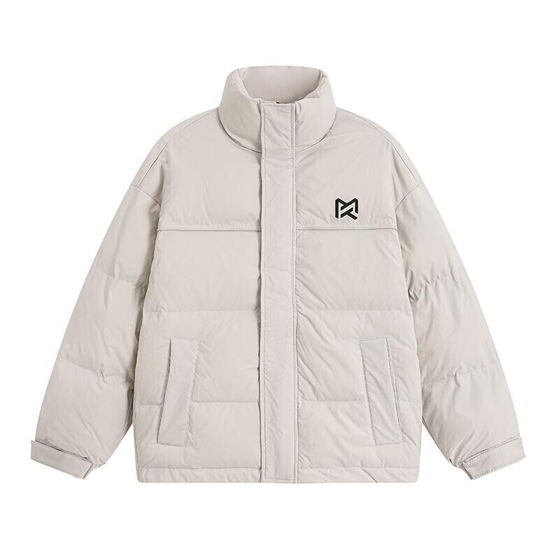 YR009-P160男装新款白底平铺字母印花立领白鸭绒羽绒服外套男,男装羽绒服,电商C309A