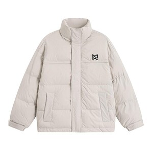 YR009-P160 男装新款白底平铺字母印花立领白鸭绒羽绒服外套男图片