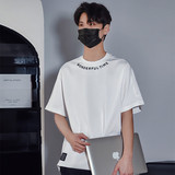 T6116-P5281%棉19%锦纶夏季痞帅领口字母刺绣圆领短袖T恤半袖t，男装T恤，电商C309A