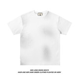 白底T5746-P3849%棉47%聚酯纤维4%氨纶做旧破洞工艺短袖T恤潮，男装T恤，电商C309A