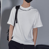 T6116-P5281%棉19%锦纶夏季痞帅领口字母刺绣圆领短袖T恤半袖t，男装T恤，电商C309A