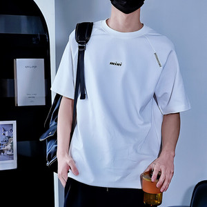 T6073-P42 81%棉 19%锦纶 夏季新款简约刺绣短袖T恤半袖打底T恤图片