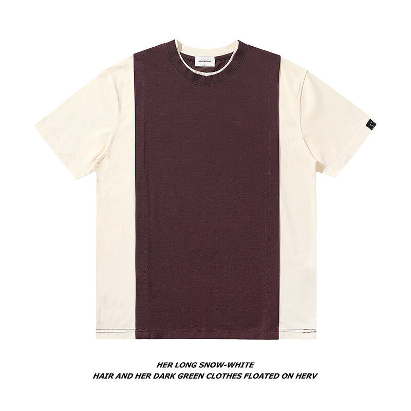 T6686-P5667%棉33%聚酯纤维夏季新款美式百搭拼色短袖T恤半袖t，男装T恤，电商C309A