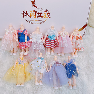 娃娃衣服16厘米17cm洋娃娃衣服换装8分娃衣公主裙婚纱礼服套装便