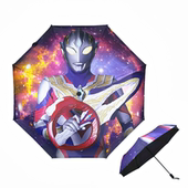 儿童折叠三折可爱雨伞小学生黑胶防晒奥特曼晴雨伞可放书包网红伞