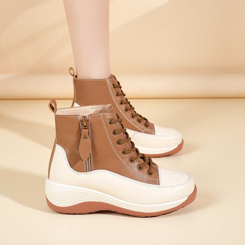 大牌真皮厚底马丁靴女2026秋冬新款百搭爆款拉链短靴休闲鞋靴子女