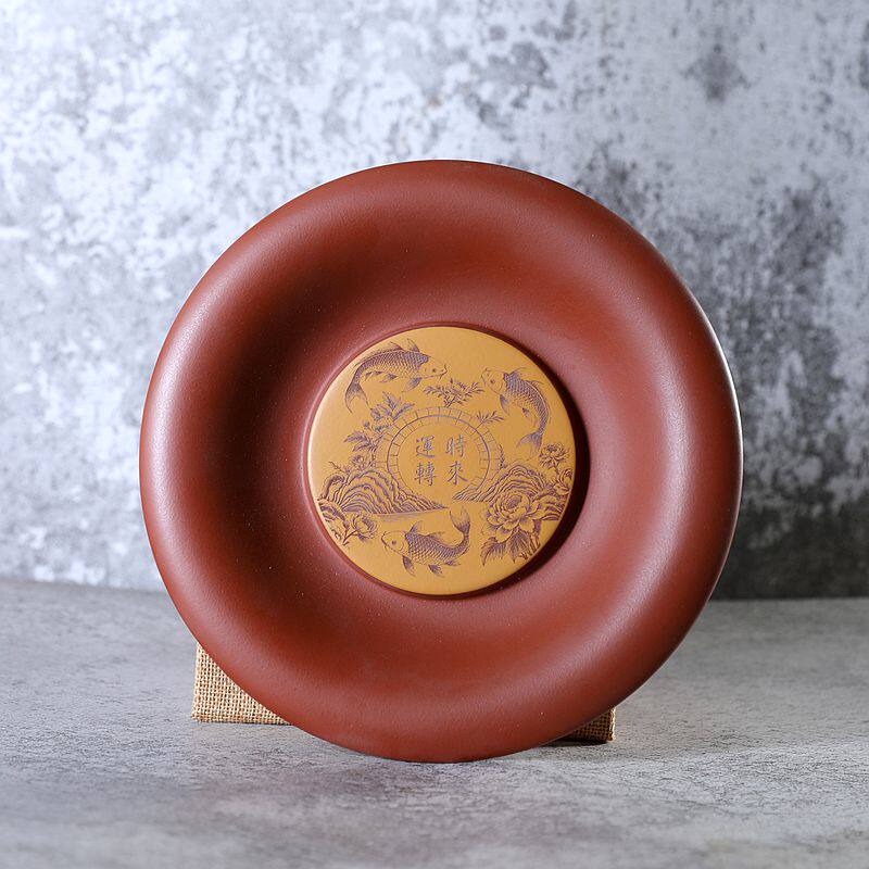 宜兴正品紫砂壶承 时来运转 手工精品茶具茶托茶盘