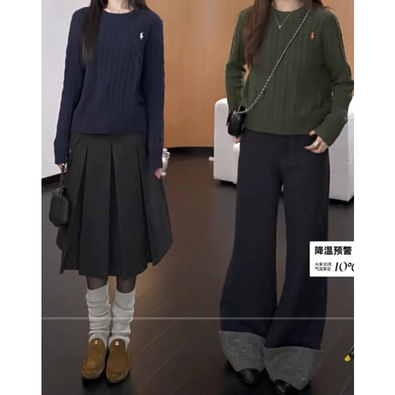 Ranwear私服!'拉夫日记'老钱圆领撞色刺绣标立体麻花亲肤针织毛衣