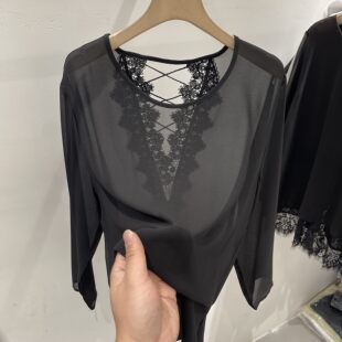 中长款开叉露背绑带雪纺小衫女2026春夏新款休闲防晒衫性感上衣潮