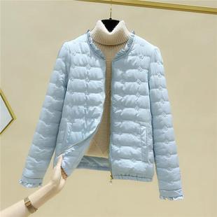 冬季新款小香风短款棉衣女百搭绣花边羽绒棉服时尚原宿棉袄女外套