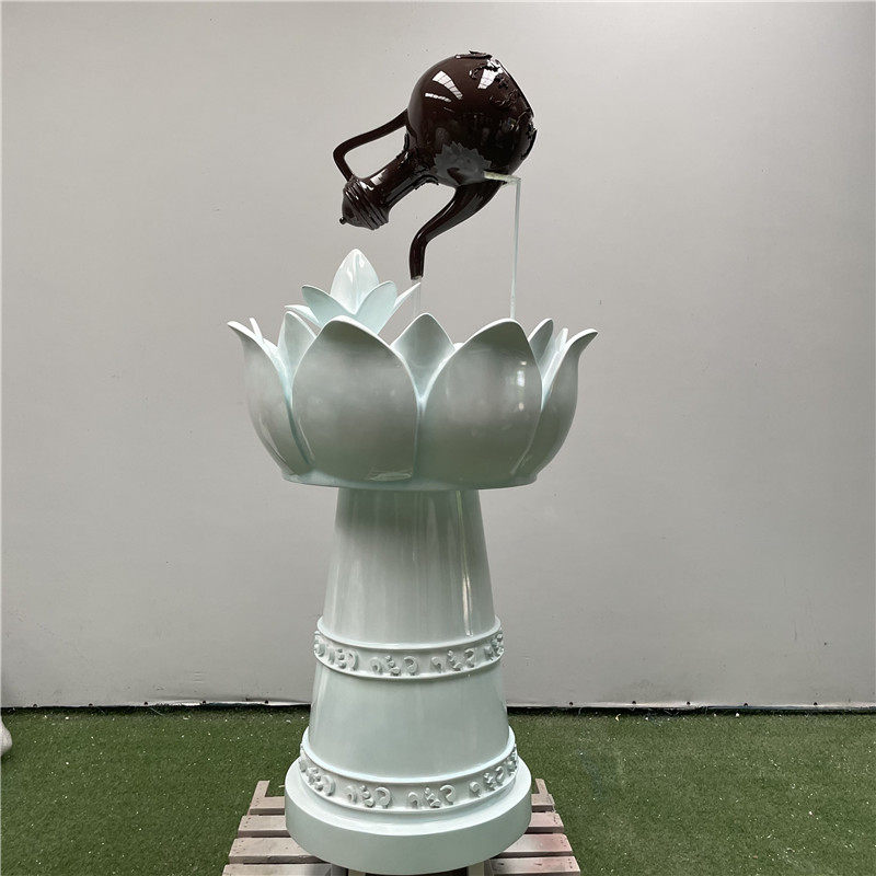 创意艺术莲花流水茶壶风生水起摆件售楼部商场景观美陈园林装饰