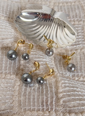 【EOSSTUDIO】925银针高级感银灰色清冷通勤日常珍珠耳环女耳钉