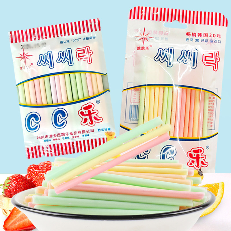 CC乐儿童水果味吸管糖怀旧网红儿时回忆零食吸吸乐棒棒糖长条袋装