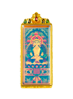 文创可定图彩绘擦擦唐卡五爷绿度母扎基拉姆前世今生藏式唐卡吊坠