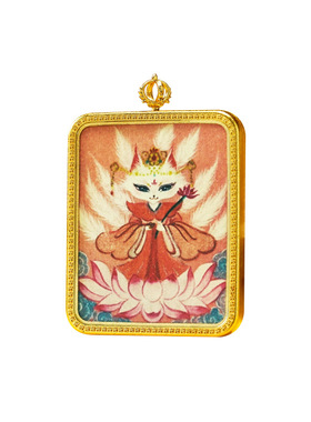 景区文创黄铜唐卡画盒铺金菩提扎基拉姆藏式可换图方形嘎乌盒吊坠