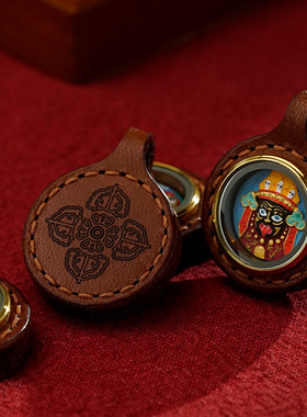 手绘唐卡藏式黄财文殊绿度母扎基拉姆五爷关公手绘擦擦小唐卡吊坠