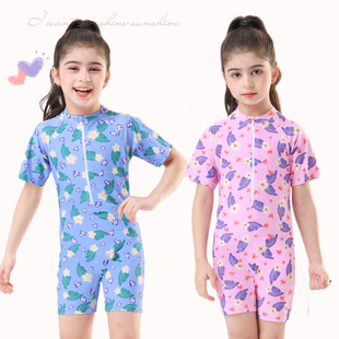 儿童泳衣女孩2025新款 夏 连体防晒游泳衣小中童女童初中生保守泳装