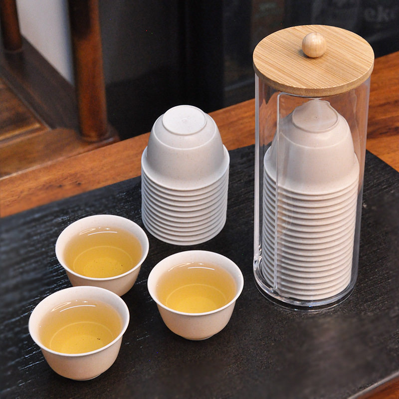 一次性稻壳茶杯功夫茶具小号中式品茗杯商用会客60ml同款一件代发