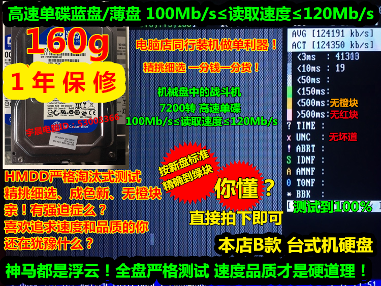 ¶þÊÖ160gÎ÷ÊýWDµ¥µúÀ¶ÅÌsataͨÓô®¿Ú7200ת3.5̨ʽ»úеӲÅÌ80¸ö