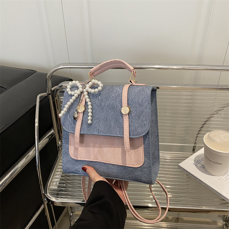 英伦复古撞色拼接包包女2025新款潮学生双肩背包多功能书包单肩包,箱包皮具/热销女包/男包,通用款女包,淘宝优惠券,粉丝福利购,淘宝优惠卷