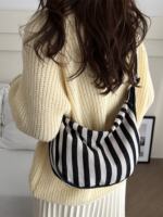 ins striped crossbody bag for women 2024 New style casual single-shoulder bag Versatile tote bag Simple and elegant dumpling bag for girls thumbnail 6