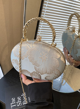 小众圆球包包女2025新款手提时尚链条小包晚宴迷你高级刺绣斜跨包
