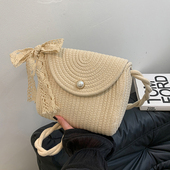 小方包百搭单肩包 棉绳编织斜挎包可爱韩版 编织包包女2024新款 夏季