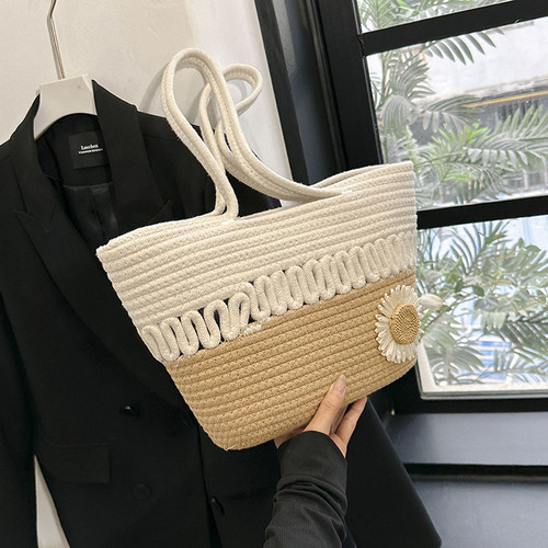 新款田园风编织包菜篮子手提包