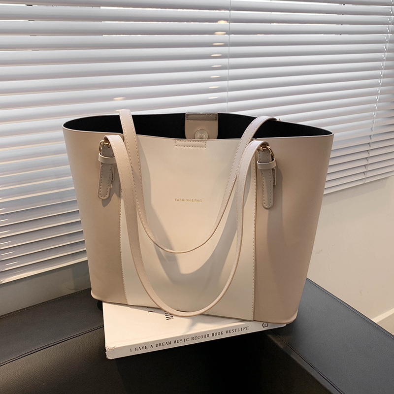 韩版简约大容量pu纯色女士甜美风购物袋2023春新款时尚单肩斜挎包