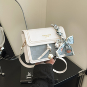 高级质感小包包女2025新款 百搭洋气单肩斜跨包简约撞色小方包 时尚