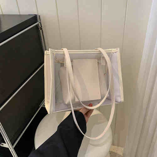 新款果冻单肩大包度假沙滩托特包