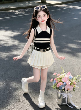 女中大童套装裙2026新款夏季洋时髦韩系清新polo衫甜美可爱百褶裙