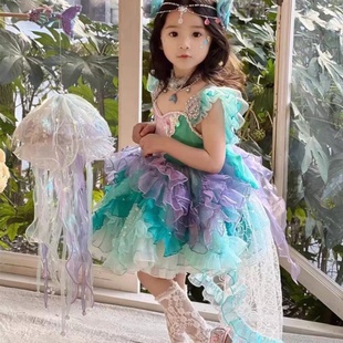 女童春款2026新款美人鱼洛丽塔公主裙连衣裙夏人鱼姬吊带公主裙夏