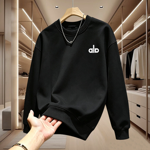 秋季新款男生卫衣美式重磅情侣装宽松加绒加厚男士圆领长袖打底衫