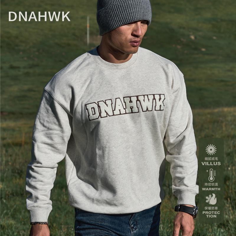 DNAHWK加绒加厚套头毛巾绣卫衣