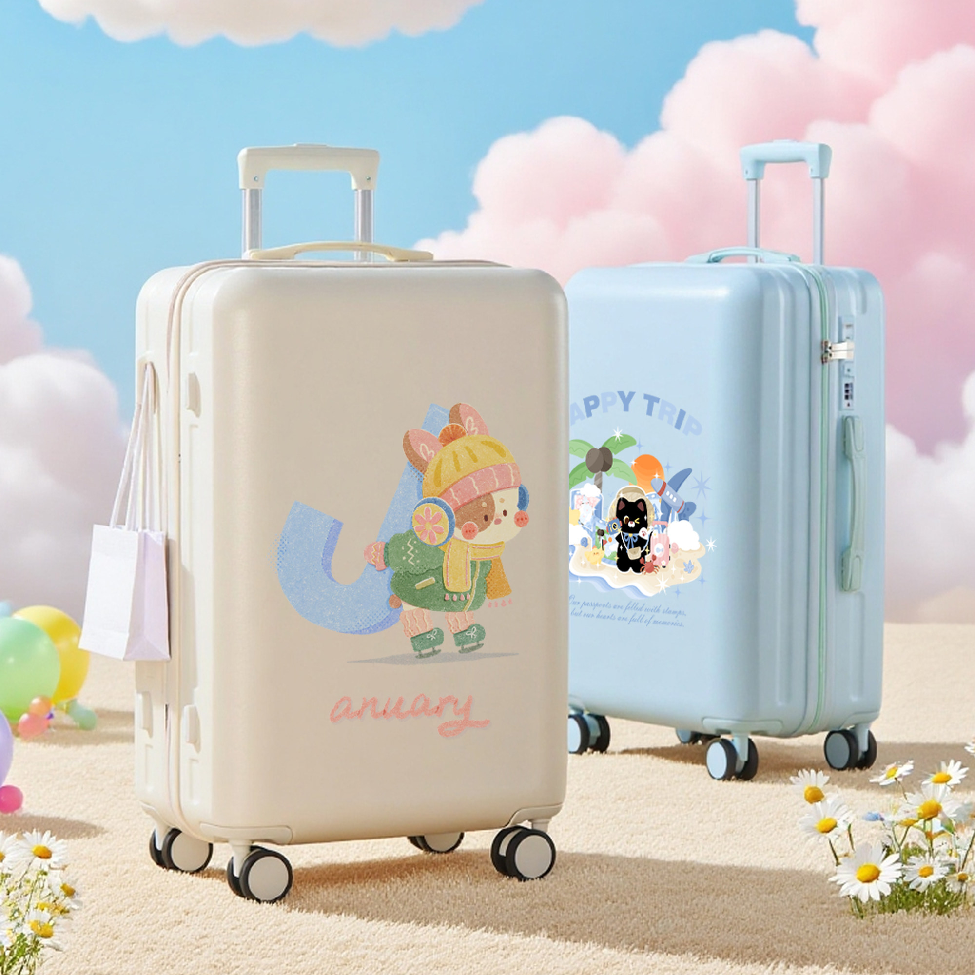 萌趣卡通动漫行李箱男女高颜值拉杆箱学生24寸密码2026春夏旅行箱,箱包皮具/热销女包/男包,旅行箱,淘宝优惠券,粉丝福利购,淘宝优惠卷