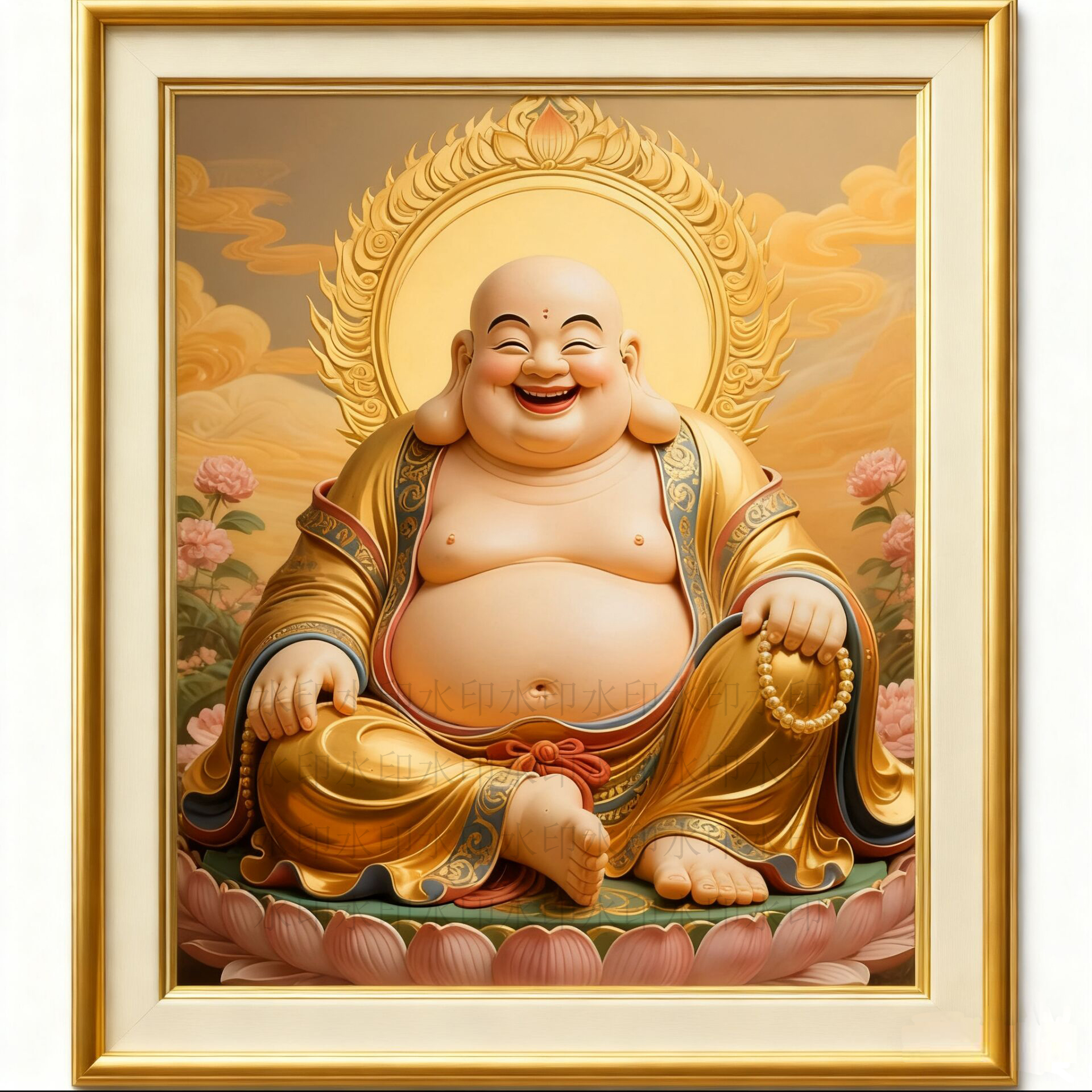 带框钻石画满钻魔方钻手工贴钻绣客厅玄关新款佛像笑口常开弥勒佛