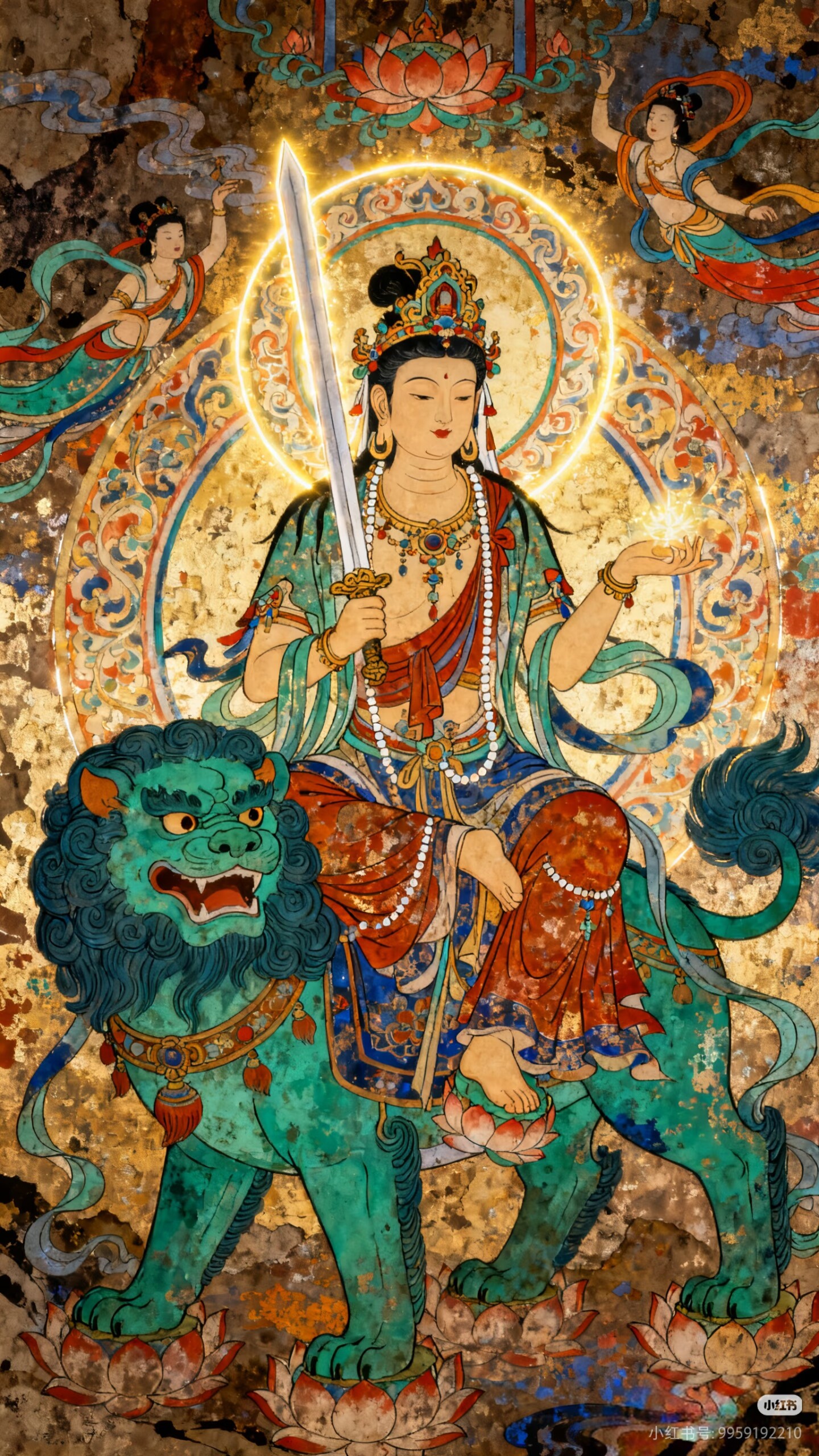 钻石画满钻方钻手工贴钻绣客厅玄关走廊竖版佛像文殊菩萨普贤新款