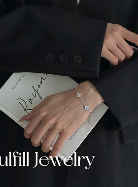 独家定制丨Fulfill Jewelry满钻mini四叶草925纯银项链六花手链