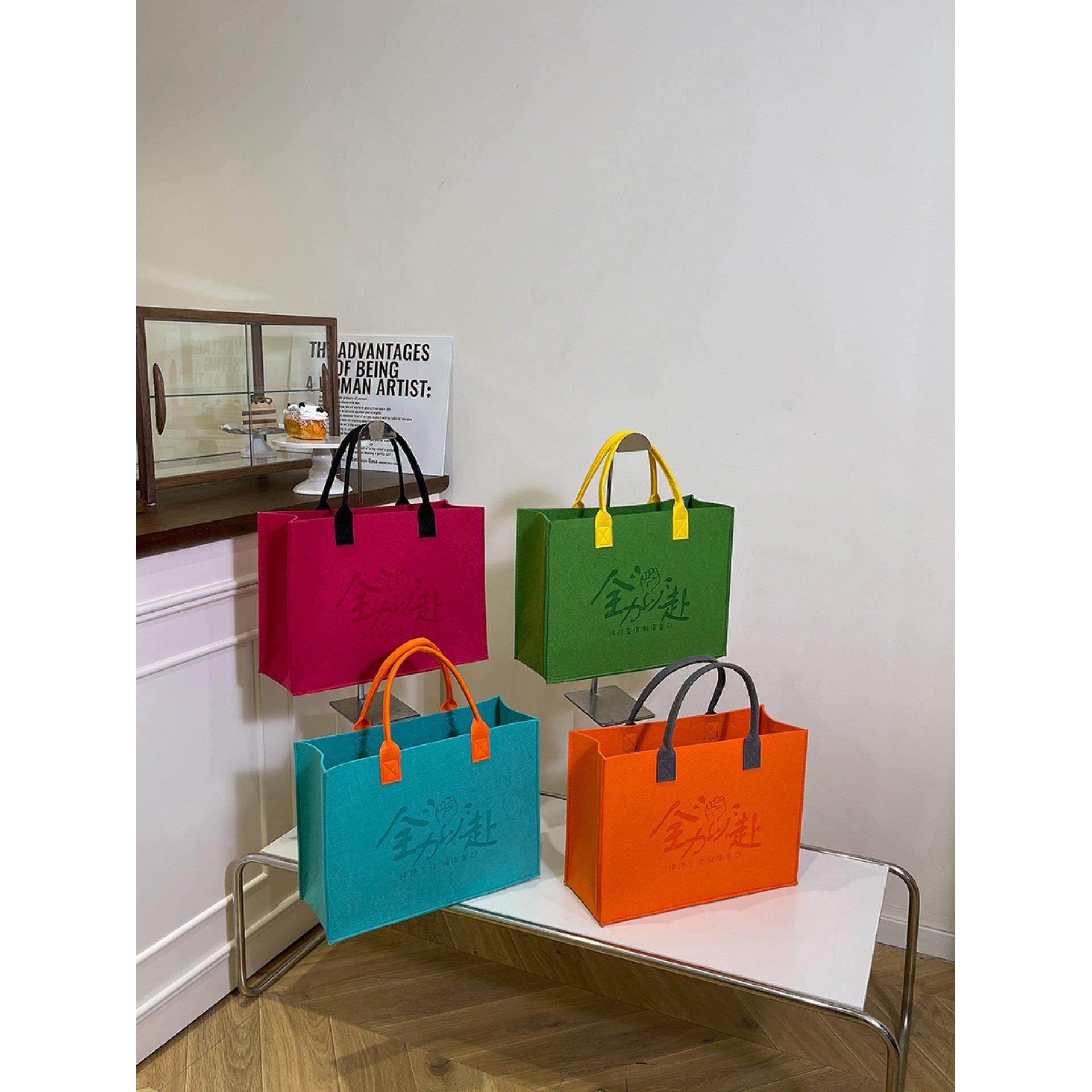 新款手提包来图定制印logo大容量礼品袋携带购物环保袋毛毡包通勤,箱包皮具/热销女包/男包,时尚帆布包,淘宝优惠券,粉丝福利购,淘宝优惠卷