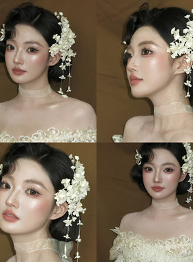 铃兰花头饰花朵流苏发夹女森系新娘结婚发饰婚纱盘发配饰