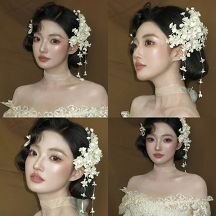 铃兰花头饰花朵流苏发夹女森系新娘结婚发饰婚纱盘发配饰