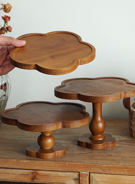 索厨花瓣木餐盘ins风花朵木托盘蛋糕水果点心盘日式收纳盘