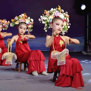 2026新款簪花入梦演出服儿童古典舞蹈服花篮吊坠道具女童表演服装