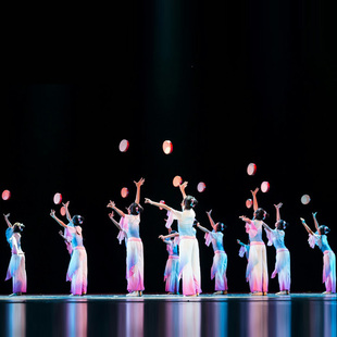 小荷风采月愿演出服左手指月儿童舞蹈服古典秧歌喜雨表演服装手鼓